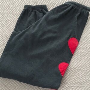 Aviator Nation Charcoal Joggers with Red Heart Patches